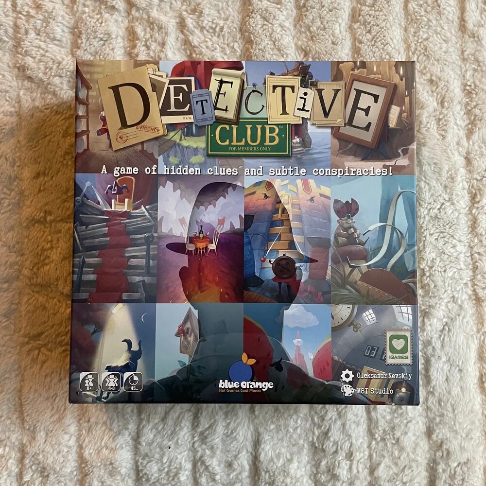 Detective Club Board Game by Blue Orange 2019 - 4 to 8 Players - Easy To Learn